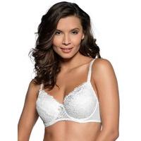Ladies underwired padded cup lace black hook and eye everyday bra - White