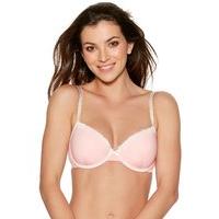 Ladies Underwired push up polka dot spot print lace trim padded bra - Pink