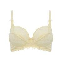 Ladies feminine sunflower pattern lace underwired full support everyday balcony bra L - Lemon