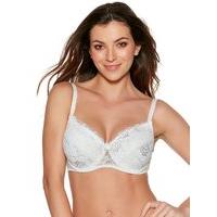 Ladies Underwired Full Support Padded Cup Everyday Adjustable Strap Parisian Lace bra - White