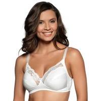 Ladies Soft Non-Wired Cotton Rich Lace Trim Full Cups Everyday Bra - White