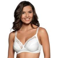 ladies soft non wired cotton rich lace trim full cups everyday bra whi ...