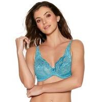 Ladies underwired Feminine Parisan lace full cup natural lift adjustable strap bra - Teal