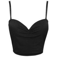 Ladies Underwired square embroidered Longline padded multiway bra - Black