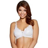 Ladies classic underwired full support soft cup floral embroidered detail adjustable straps bra - White