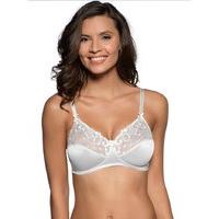 Ladies Non Wired Soft And Supportive Full Cup Daisy Swirl Bra with satin bow detail - White