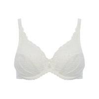 Ladies White Underwired Full Cup Natural Lift Parisian Lace Bra with adjustable straps - Ivory