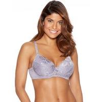 Ladies full support Underwired floral Parisian lace padded bra with adjustable straps - Grey