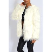 Lauren Pope Wears White Faux Fur Coat