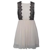 Lace Trim Pleated Dress