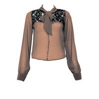 lace panel buttoned blouse