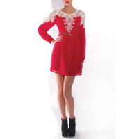 Lace Detail Chiffon Dress