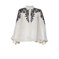 Lace Trim Chiffon Shirt