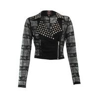 Lace Studded Collar Biker Jacket