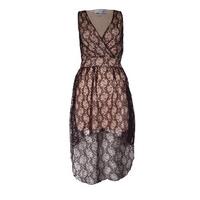 lace wrap dress with dip hem