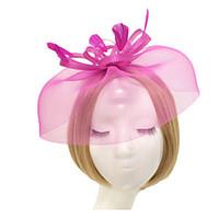 Lady\'s Linen Feather Fascinator Hat Headband for Wedding Party Headband