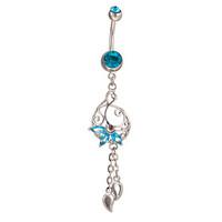 Lady\'s Stainless Steel Zircon Navel Belly Button Ring Dancing Body Jewelry Piercing Body Jewelry