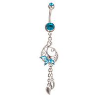 ladys stainless steel zircon navel belly button ring dancing body jewe ...