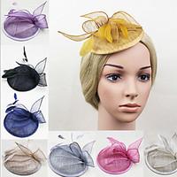 Lady\'s Linen Feather Hat Headband for Wedding Party