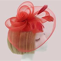 Lady\'s Linen Feather Fascinator Hat Headband for Wedding Party Headband