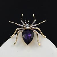 Lady\'s Fashion Noble Purple Gem Spider Brooch