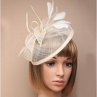 Lady\'s Linen Feather Hat Headband for Wedding Party