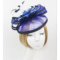 ladys linen feather hat headband for wedding party