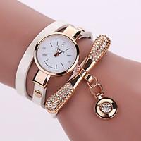 ladys flower leather band analog quartz bracelet wrist watch for party