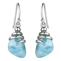 Larimar Earrings Jewelry Wedding Party Halloween Casual Sports Sterling Silver 1 pair