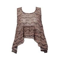 Lace Print Dip Hem Top