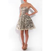 lace applique floral prom dress