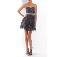 Lace Pearl Trim Prom Dress