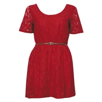 Lace Skater Dress with Belt