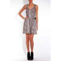 Lace Back Snake Print Dress