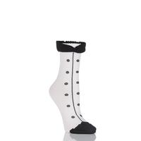 Ladies 1 Pair Trasparenze Sommerfugl Tuxedo Socks with Bow Tie