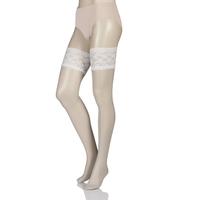 Ladies 1 Pair Charnos 10 Denier Bridal Lace Top Hold Ups