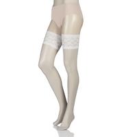 Ladies 1 Pair Charnos 10 Denier Bridal Lace Top Hold Ups