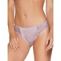 Ladies delicate lace side panel satin bow applique feminine midi briefs - Lavender