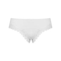 Ladies smooth pretty lace trim bow detail microfibre high leg briefs - White