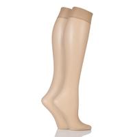 Ladies 2 Pair Charnos 10 Denier Run Resist Knee Highs