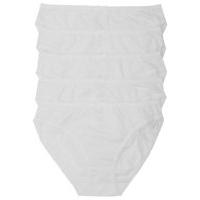 Ladies plain pure cotton high leg Bikini briefs - 5 pack - White