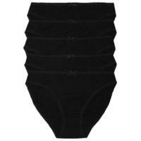 ladies plain pure cotton high leg bikini briefs 5 pack black