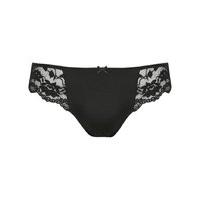 Ladies feminine delicate lace side panel satin bow mini midi briefs - Black