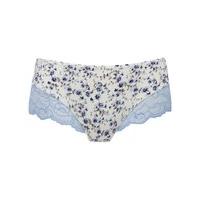 Ladies cotton blend low rise ditsy floral print microfibre lace brazilian briefs - 1 pack - Blue