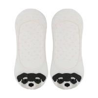 Ladies Cotton Rich Dog Face Design Dot Print Invisible Low Cut Footlet Socks - one pair - Cream