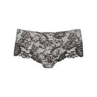 Ladies low rise monochrome lace print microfibre lace trim brazilian style briefs - 1 pair - Silver