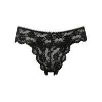 Ladies Feminine Rio Lace Satin Bow High leg Low Rise Mini Knickers Briefs - Black