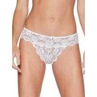 Ladies Feminine Rio Lace Satin Bow High leg Low Rise Mini Knickers Briefs - White