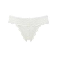 Ladies Feminine Rio Lace Satin Bow High leg Low Rise Mini Knickers Briefs - Ivory