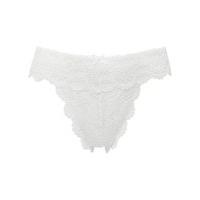 Ladies Feminine Rio Lace Satin Bow High leg Low Rise Mini Knickers Briefs - White